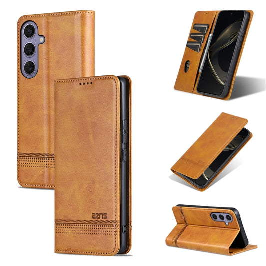 For Samsung Galaxy S25+ 5G AZNS Magnetic Calf Texture Flip Leather Phone Case(Light Brown) - Galaxy S25+ 5G Cases by AZNS | Online Shopping UK | buy2fix