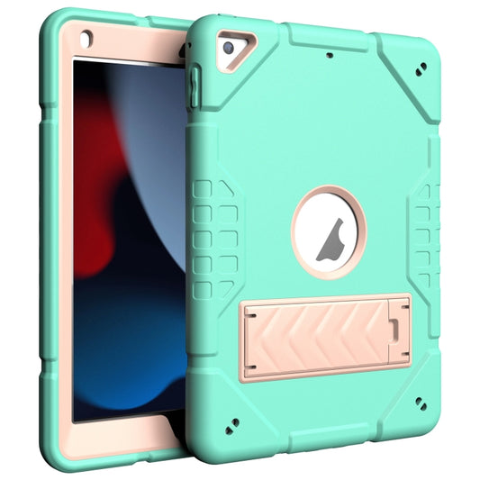 For iPad 10.2 2021 / 2020 / 2019 Armor Holder Silicone Hybrid PC Tablet Case(Mint Green Gold) - iPad 10.2 Cases by buy2fix | Online Shopping UK | buy2fix