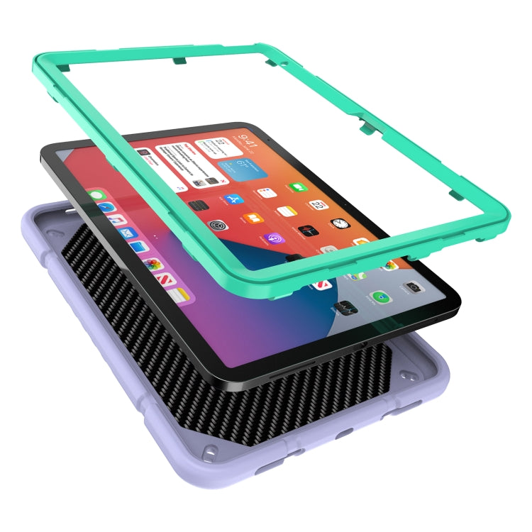 For iPad 10th Gen 10.9 2022 Armor Holder Silicone Hybrid PC Tablet Case(Purple Mint Green) - iPad 10th Gen 10.9 Cases by buy2fix | Online Shopping UK | buy2fix