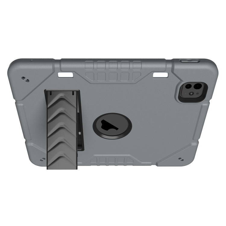 For iPad Pro 11 2024 Armor Holder Silicone Hybrid PC Tablet Case(Grey Black) - iPad Pro 11 2024 Cases by buy2fix | Online Shopping UK | buy2fix