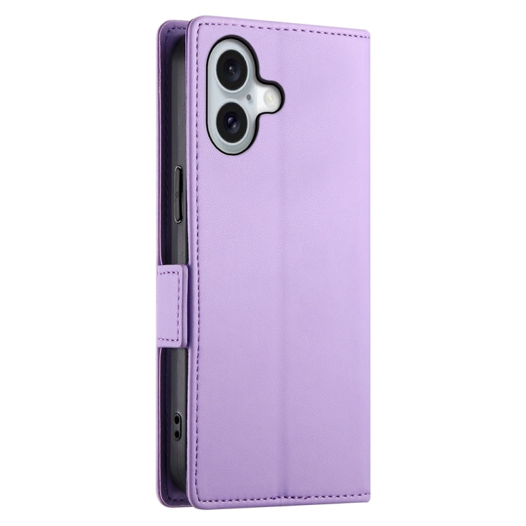 For iPhone 16 Side Buckle Magnetic Frosted Leather Phone Case(Purple) - iPhone 16 Cases by buy2fix | Online Shopping UK | buy2fix