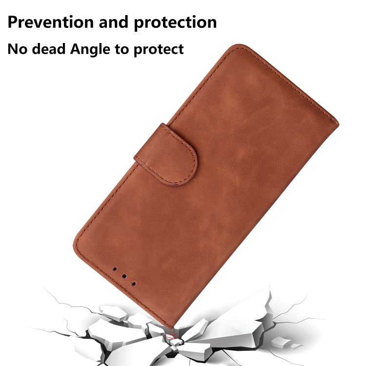 For Xiaomi Redmi K70 / K70 Pro Skin Feel Pure Color Flip Leather Phone Case(Brown) - K70 Cases by buy2fix | Online Shopping UK | buy2fix