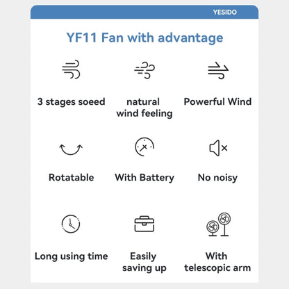 Yesido YF11 Foldable Telescopic Floor Fan(White) - Electric Fans by Yesido | Online Shopping UK | buy2fix