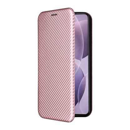 For Redmi K70 Carbon Fiber Texture Flip Leather Phone Case(Pink) - K70 Cases by buy2fix | Online Shopping UK | buy2fix