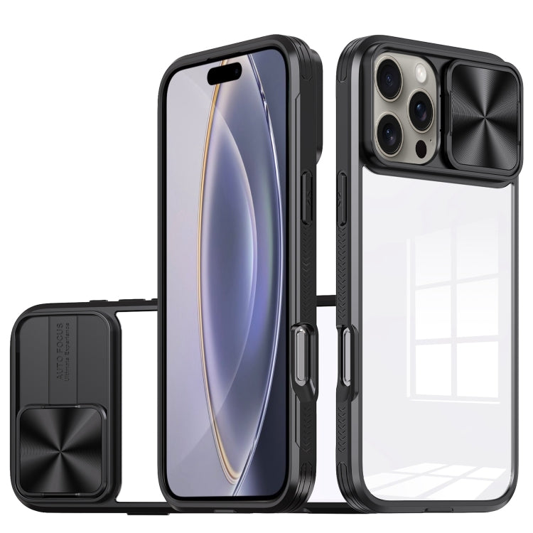 For iPhone 16 Pro Max Sliding Camshield Acrylic Hybrid TPU Phone Case(Black) - iPhone 16 Pro Max Cases by buy2fix | Online Shopping UK | buy2fix