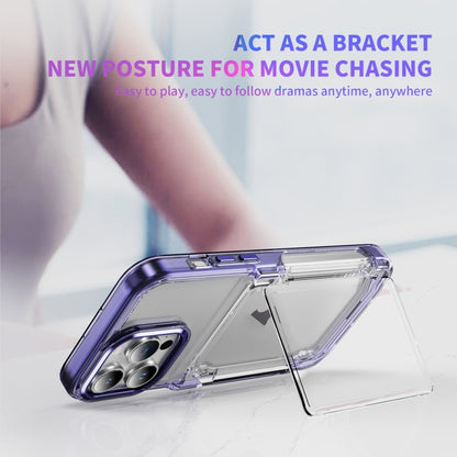 For iPhone 16 Pro Max Card Holder Acrylic Hybrid TPU Phone Case(Transparent Purple) - iPhone 16 Pro Max Cases by buy2fix | Online Shopping UK | buy2fix