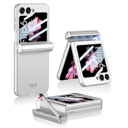 For Samsung Galaxy Z Flip6 GKK Integrated Magnetic Full Coverage Flip Phone Case with Pen Box+Pen(Silver) - Galaxy Z Flip6 5G Cases by GKK | Online Shopping UK | buy2fix