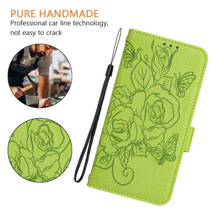 For Blackview A53 Embossed Rose RFID Anti-theft Leather Phone Case(Green) - More Brand by buy2fix | Online Shopping UK | buy2fix