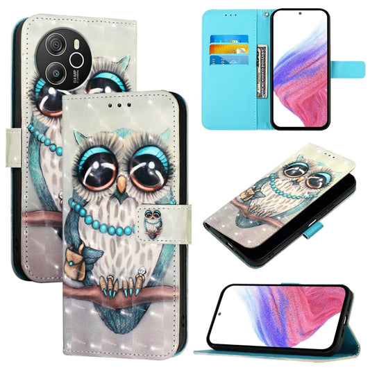 For Blackview Shark 8 3D Painting Horizontal Flip Leather Phone Case(Grey Owl) - More Brand by buy2fix | Online Shopping UK | buy2fix