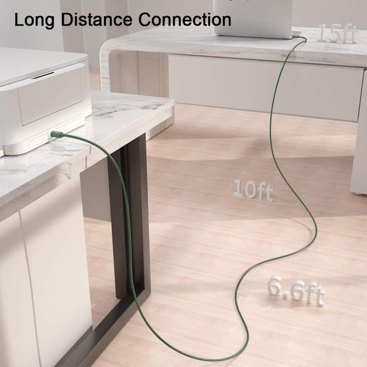 USB 2.0 to Square Port A/B Printer Adapter Cable, Length:1m(Green) - USB Cable by buy2fix | Online Shopping UK | buy2fix