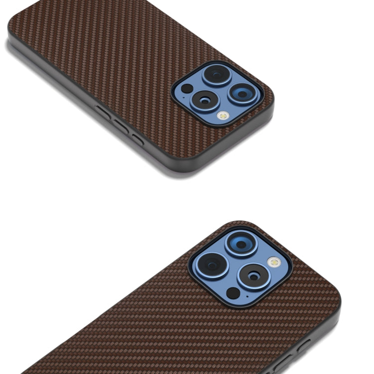 For iPhone 16 Pro Carbon Fiber Texture Protective Phone Case(Dark Brown) - iPhone 16 Pro Cases by buy2fix | Online Shopping UK | buy2fix