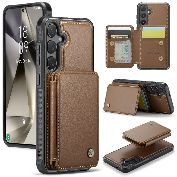 For Samsung Galaxy S24 5G JEEHOOD J05 Business Magnetic Style RFID Leather Phone Case(Brown) - Galaxy S24 5G Cases by JEEHOOD | Online Shopping UK | buy2fix