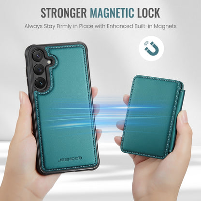 For Samsung Galaxy S24+ 5G JEEHOOD J05 Business Magnetic Style RFID Leather Phone Case(Blue Green) - Galaxy S24+ 5G Cases by JEEHOOD | Online Shopping UK | buy2fix