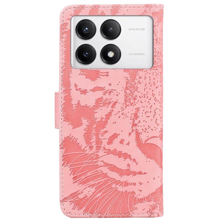 For Redmi K70 / K70 Pro Tiger Embossing Pattern Flip Leather Phone Case(Pink) - K70 Cases by buy2fix | Online Shopping UK | buy2fix