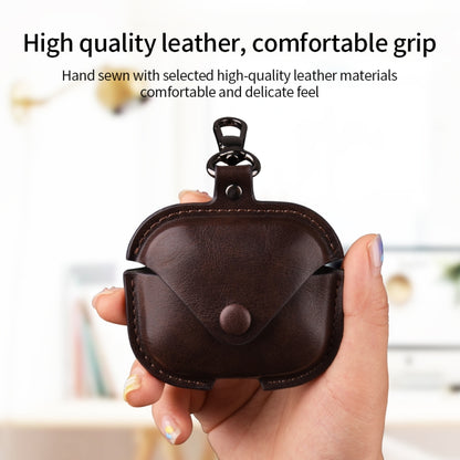 For Redmi Buds 5 Business Leather Earphone Protective Case with Hook(Dark Brown) - Xiaomi Earphone Case by buy2fix | Online Shopping UK | buy2fix