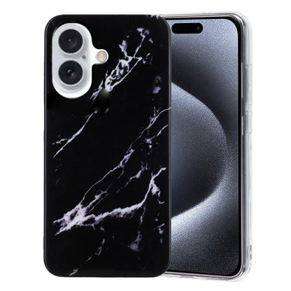 For iPhone 16 IMD Marble TPU Phone Case(Black) - iPhone 16 Cases by buy2fix | Online Shopping UK | buy2fix