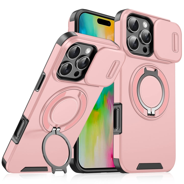 For iPhone 16 Pro Max Sliding Camshield Ring Holder Phone Case(Pink) - iPhone 16 Pro Max Cases by buy2fix | Online Shopping UK | buy2fix