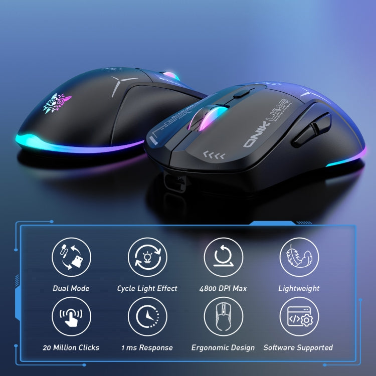 ONIKUMA CW917 RGB 4800DPI Dual Mode Wired + 2.4GHz Wireless Mouse(Black) - Wireless Mice by ONIKUMA | Online Shopping UK | buy2fix