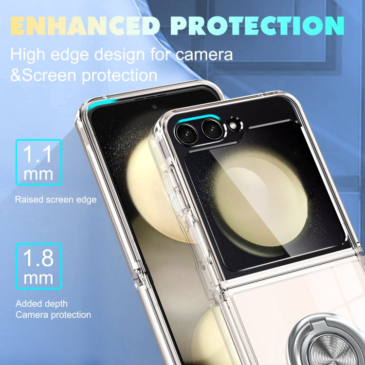 For Samsung Galaxy Z Flip5 5G MagSafe Transparent PC Folding Phone Case with Ring Holder - Galaxy Z Flip5 Cases by buy2fix | Online Shopping UK | buy2fix