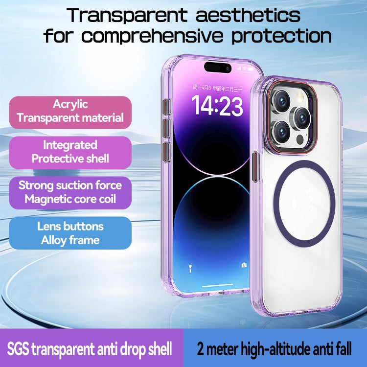 For iPhone 15 Plus Crystal TPU Hybrid PC MagSafe Phone Case(Transparent Black) - iPhone 15 Plus Cases by buy2fix | Online Shopping UK | buy2fix