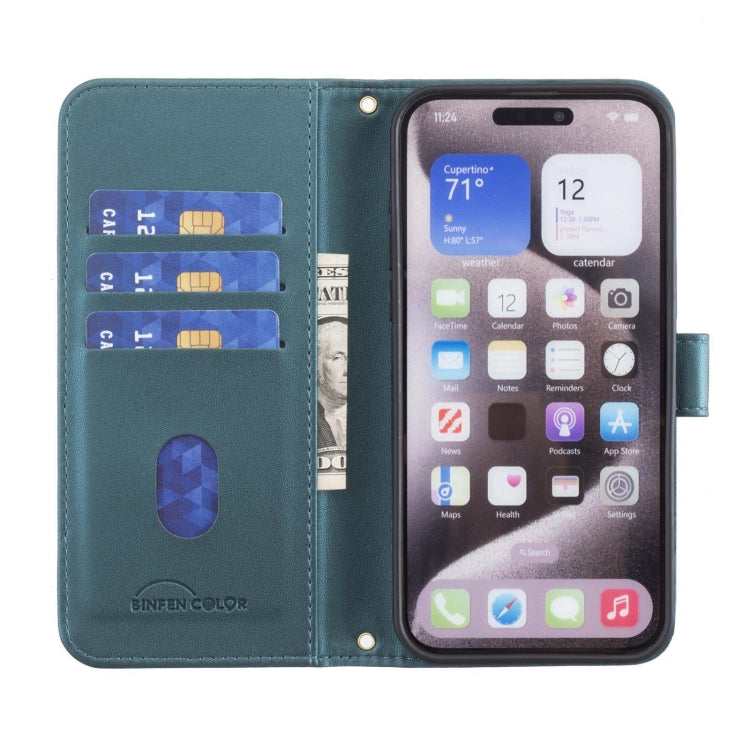 For iPhone 16 Square Texture Leather Phone Case(Green) - iPhone 16 Cases by buy2fix | Online Shopping UK | buy2fix