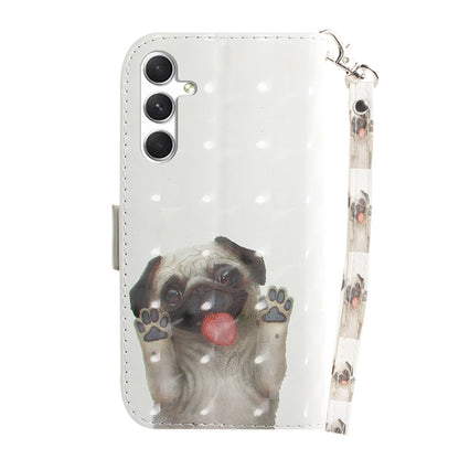 For Samsung Galaxy S25 5G 3D Colored Horizontal Flip Leather Phone Case(Pug) - Galaxy S25 5G Cases by buy2fix | Online Shopping UK | buy2fix