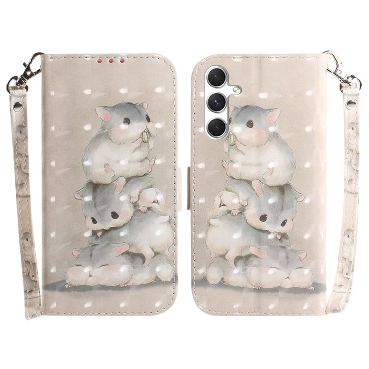 For Samsung Galaxy S25 5G 3D Colored Horizontal Flip Leather Phone Case(Squirrels) - Galaxy S25 5G Cases by buy2fix | Online Shopping UK | buy2fix