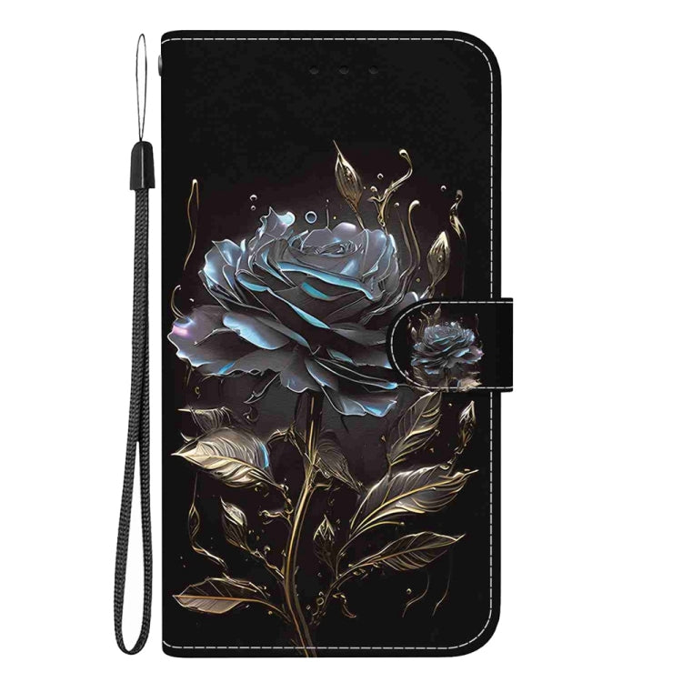 For Samsung Galaxy S25 5G Crystal Texture Colored Drawing Leather Phone Case(Black Rose) - Galaxy S25 5G Cases by buy2fix | Online Shopping UK | buy2fix