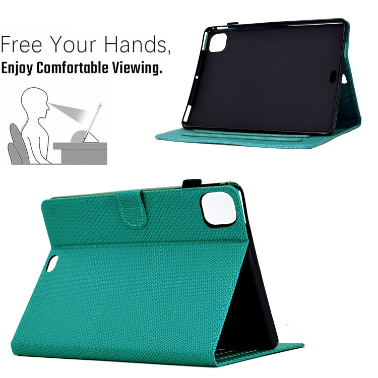 For iPad Pro 11 2024 Solid Color Fiber Texture Smart Tablet Leather Case(Lake Green) - iPad Pro 11 2024 Cases by buy2fix | Online Shopping UK | buy2fix