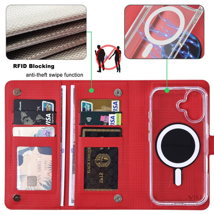 For iPhone 13 ViLi GHA-C Series RFID MagSafe Magnetic Flip Leather Phone Case(Red) - iPhone 13 Cases by ViLi | Online Shopping UK | buy2fix