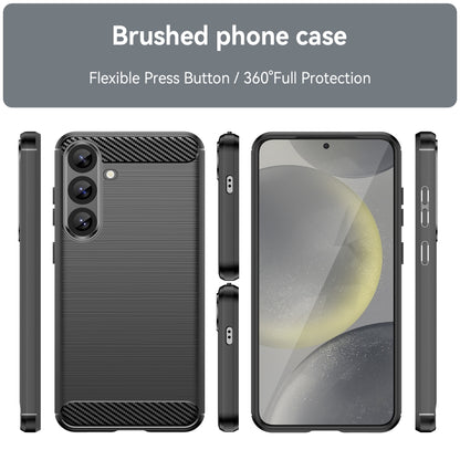 For Samsung Galaxy S25+ 5G Carbon Fiber Brushed Texture TPU Phone Case(Black) - Galaxy S25+ 5G Cases by buy2fix | Online Shopping UK | buy2fix