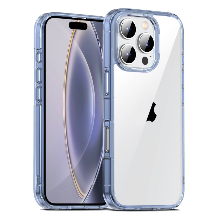 For iPhone 16 Pro Max PC Hybrid TPU Full Coverage Shockproof Phone Case(Transparent Blue) - iPhone 16 Pro Max Cases by buy2fix | Online Shopping UK | buy2fix