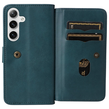 For Samsung Galaxy S25 / S24 5G Multi-Function Wallet 10 Card Slots Leather Phone Case(Dark Green) - Galaxy S25 5G Cases by buy2fix | Online Shopping UK | buy2fix