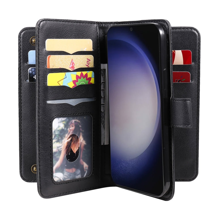 For Samsung Galaxy S25 / S24 5G Multi-Function Wallet 10 Card Slots Leather Phone Case(Black) - Galaxy S25 5G Cases by buy2fix | Online Shopping UK | buy2fix