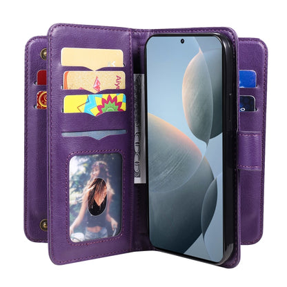 For Redmi K70 Multi-Function Wallet 10 Card Slots Leather Phone Case(Violet) - K70 Cases by buy2fix | Online Shopping UK | buy2fix