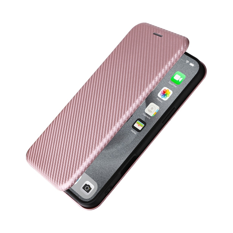 For iPhone 16 Pro Max Carbon Fiber Texture Flip Leather Phone Case(Pink) - iPhone 16 Pro Max Cases by buy2fix | Online Shopping UK | buy2fix