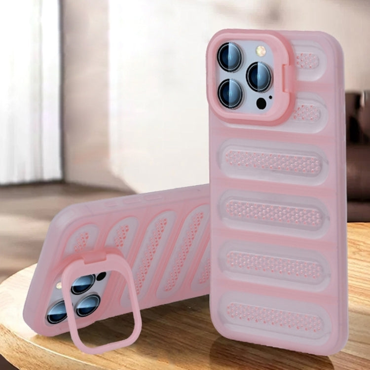 For iPhone 16 Pro Invisible Holder Cooling Phone Case(Transparent Pink) - iPhone 16 Pro Cases by buy2fix | Online Shopping UK | buy2fix