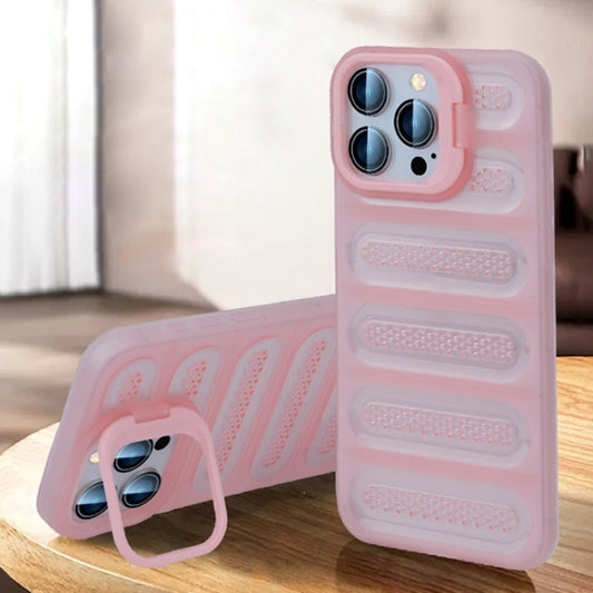 For iPhone 16 Pro Max Invisible Holder Cooling Phone Case(Transparent Pink) - iPhone 16 Pro Max Cases by buy2fix | Online Shopping UK | buy2fix