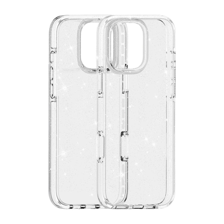 For iPhone 16 Plus Dual Color Clear Glitter TPU + TPE Full Coverage Phone Case(Glitter White) - iPhone 16 Plus Cases by buy2fix | Online Shopping UK | buy2fix