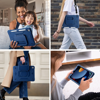 For iPad 10.2 2021 / 2020 / 2019 Legend Grip Holder Silicone Hybrid PC Tablet Case with Strap(Navy Blue) - iPad 10.2 Cases by buy2fix | Online Shopping UK | buy2fix