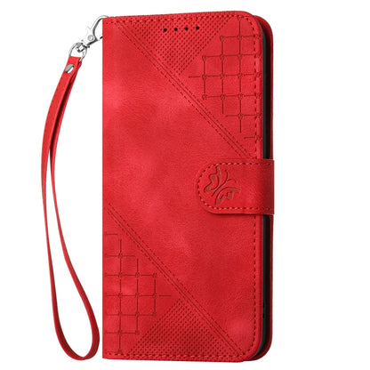 For iPhone 16 Pro Max YX0080 Grid Butterfly Embossed Pattern Flip Leather Phone Case with Lanyard(Red) - iPhone 16 Pro Max Cases by buy2fix | Online Shopping UK | buy2fix