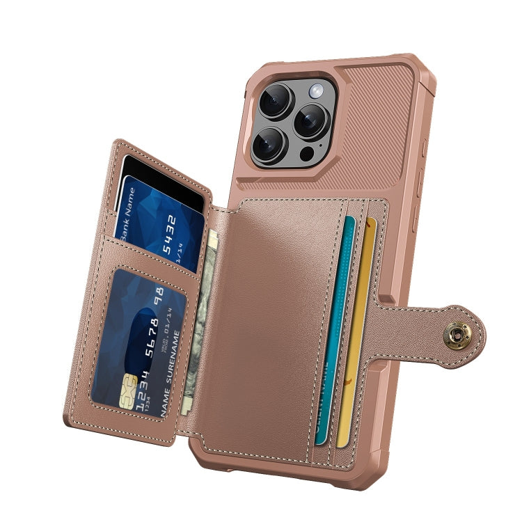 For iPhone 16 Pro Max Magnetic Wallet Card Bag Leather Phone Case(Rose Gold) - iPhone 16 Pro Max Cases by buy2fix | Online Shopping UK | buy2fix