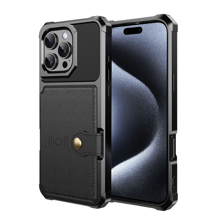 For iPhone 16 Pro Magnetic Wallet Card Bag Leather Phone Case(Black) - iPhone 16 Pro Cases by buy2fix | Online Shopping UK | buy2fix