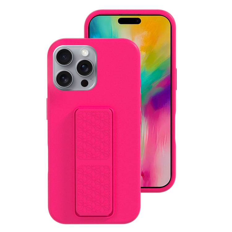 For iPhone 16 Pro Max Liquid Silicone Holder Phone Case(Brilliant Pink) - iPhone 16 Pro Max Cases by buy2fix | Online Shopping UK | buy2fix