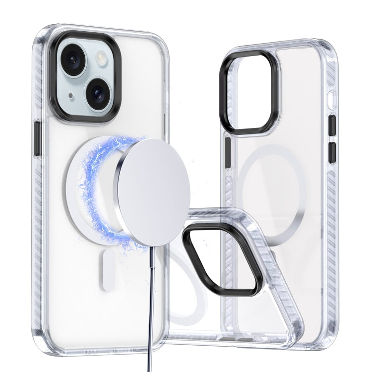 For iPhone 15 Plus Two-color TPU Hybrid PC MagSafe Phone Case(White) - iPhone 15 Plus Cases by buy2fix | Online Shopping UK | buy2fix