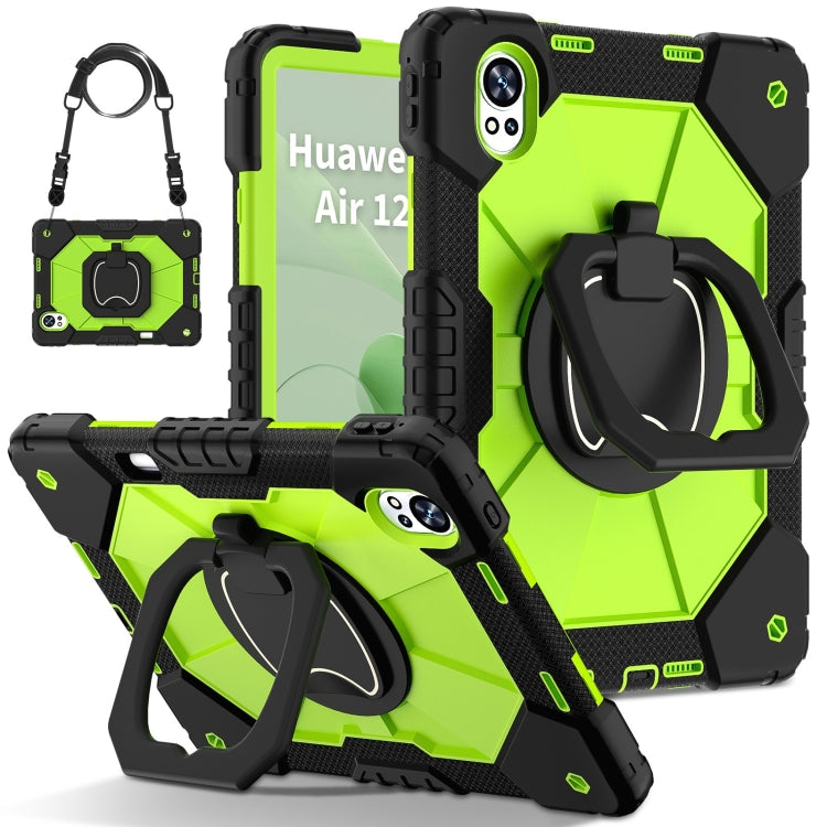 For Huawei MatePad Air 12 2024 Contrast Color Robot Silicone Hybrid PC Tablet Case(Black Yellow Green) - Huawei by buy2fix | Online Shopping UK | buy2fix