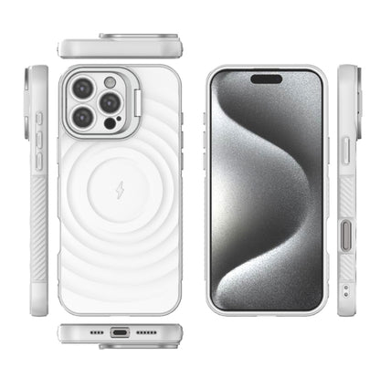 For iPhone 16 Pro Max Lens Frame Bracket Corrugated MagSafe Phone Case(White) - iPhone 16 Pro Max Cases by buy2fix | Online Shopping UK | buy2fix