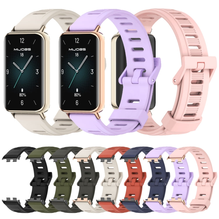 For Honor Band 9 MIJOBS Flat Hole Breathable TPU Watch Band(Gray Rose Gold) - Watch Bands by MIJOBS | Online Shopping UK | buy2fix