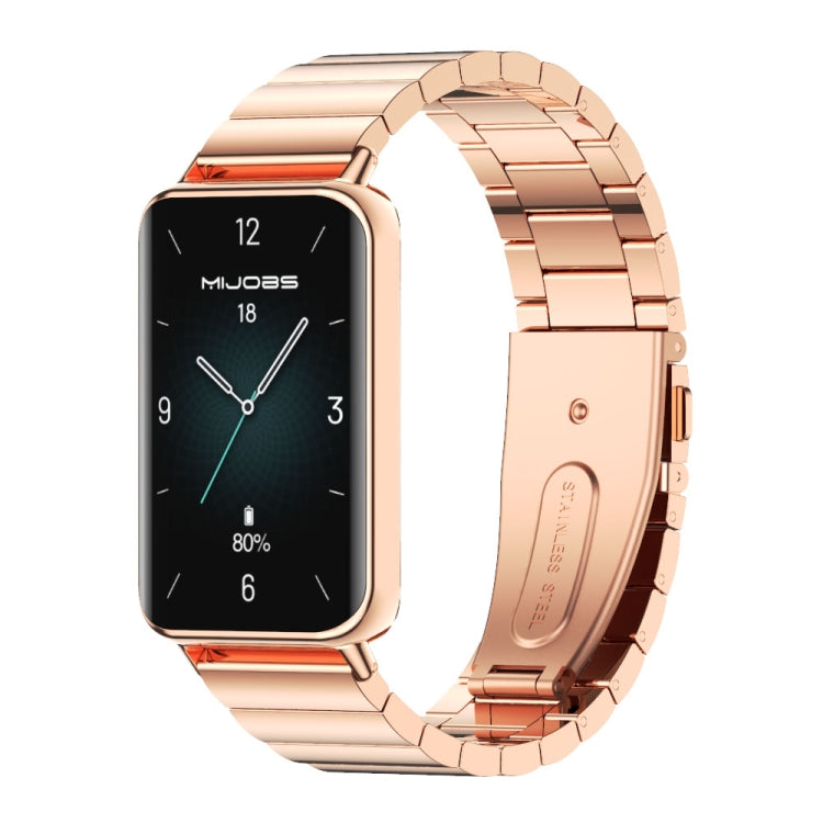 For Honor Band 9 MIJOBS Bamboo Stainless Steel Watch Band(Rose Gold) - Watch Bands by MIJOBS | Online Shopping UK | buy2fix