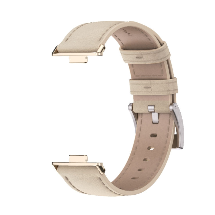 For Huawei Watch Fit3 MIJOBS Genuine Leather Watch Band(Beige Light Gold) - Watch Bands by MIJOBS | Online Shopping UK | buy2fix